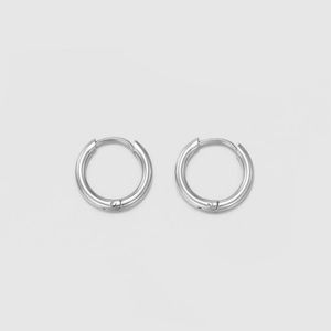 Classic stainless steel clip-on silver hoops